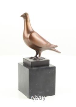 Bronze Sculpture of a Pigeon on Black Marble after Landon Metz