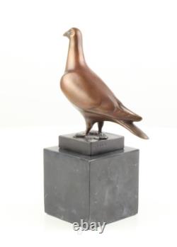 Bronze Sculpture of a Pigeon on Black Marble after Landon Metz