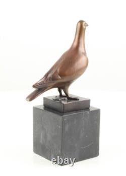Bronze Sculpture of a Pigeon on Black Marble after Landon Metz