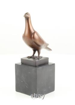 Bronze Sculpture of a Pigeon on Black Marble after Landon Metz