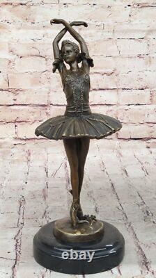 Bronze Sculpture of a Prima Ballerina, Signed, in Brown Patina on Marble
