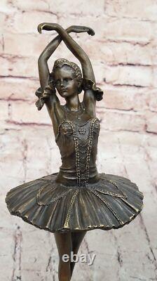 Bronze Sculpture of a Prima Ballerina, Signed, in Brown Patina on Marble