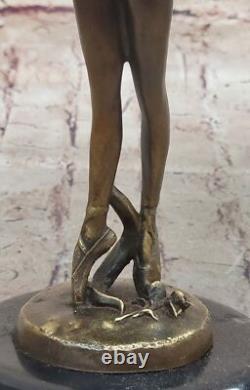 Bronze Sculpture of a Prima Ballerina, Signed, in Brown Patina on Marble