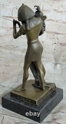 Bronze Sculpture of an Egyptian Loving Couple, Vitaleh, Signed, on Marble