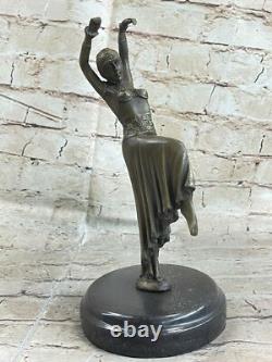 Bronze Sculpture of an Erotic Dancer Signed Chiparus on a Marble Base