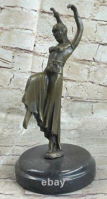Bronze Sculpture of an Erotic Dancer Signed Chiparus on a Marble Base