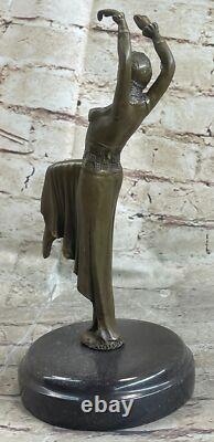 Bronze Sculpture of an Erotic Dancer Signed Chiparus on a Marble Base