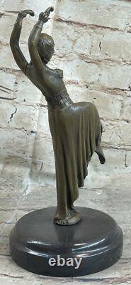Bronze Sculpture of an Erotic Dancer Signed Chiparus on a Marble Base