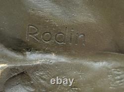 Bronze Sculpture on Marble Base After Rodin’s The Thinker Signed Classic