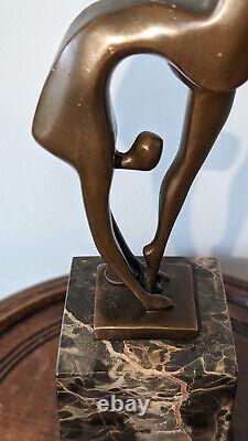 Bronze Sculpture on Marble signed MILO The Gymnast height 36 cm