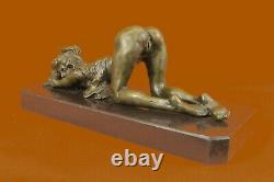 Bronze Signature Sculpture Art Deco Chair Very Detailed Erotic Statue On Marble