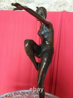 Bronze Signed Dancer Art Deco Marble Base