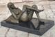 Bronze Signed On Marble Base Bookends Sculpture Nude Girl Exposed Breasts