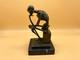 Bronze Skeleton Thinker Sculpture On Black Marble Base After Milo