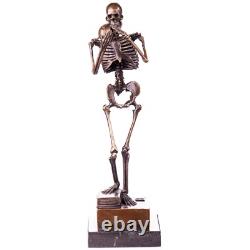 Bronze Skeleton Thinker Sculpture on a Marble Base after Carl Kauba