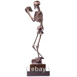 Bronze Skeleton Thinker Sculpture on a Marble Base after Carl Kauba