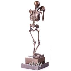 Bronze Skeleton Thinker Sculpture on a Marble Base after Carl Kauba Bronze Skeleton Thinker Sculpture on a Marble Base after Carl Kauba