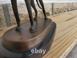 Bronze Statue Greyhound Dog Signee Barye Marble Base 2,650kg