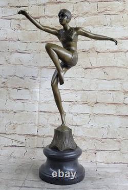 Bronze Statue Signed by Chiparus with Marble Base
