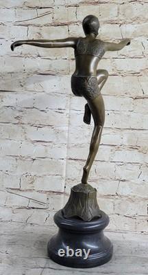 Bronze Statue Signed by Chiparus with Marble Base