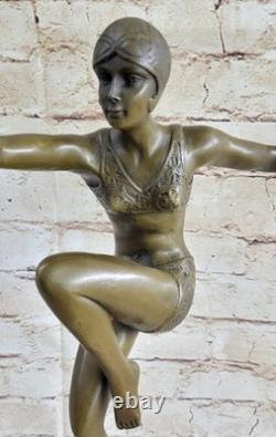 Bronze Statue Signed by Chiparus with Marble Base
