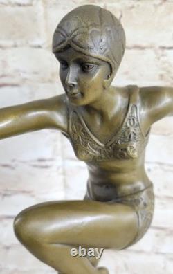 Bronze Statue Signed by Chiparus with Marble Base