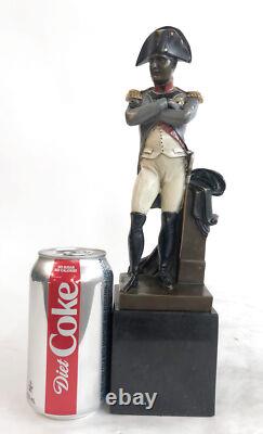 Bronze Statue Signed by Emperor Napoleon in Art Deco Marble
