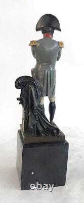 Bronze Statue Signed by Emperor Napoleon in Art Deco Marble
