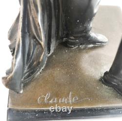 Bronze Statue Signed by Emperor Napoleon in Art Deco Marble