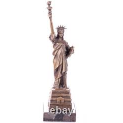 Bronze Statue of Liberty on a Marble Base after Auguste Bartholdi