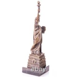 Bronze Statue of Liberty on a Marble Base after Auguste Bartholdi
