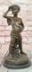 Bronze Statue Of A Boy Sticking Out His Tongue, Signed Alphonse Colle, On A Marble Base