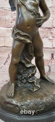 Bronze Statue of a Boy Sticking Out His Tongue, Signed Alphonse Colle, on a Marble Base