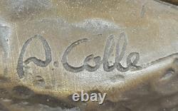 Bronze Statue of a Boy Sticking Out His Tongue, Signed Alphonse Colle, on a Marble Base