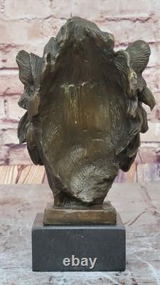 Bronze Statue of the Royal Lion Signed with Marble Base Figurine Gift