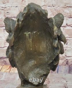 Bronze Statue of the Royal Lion Signed with Marble Base Figurine Gift