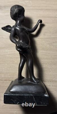 Bronze Statue on Marble Base, Signed Little Boy