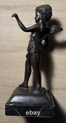 Bronze Statue on Marble Base, Signed Little Boy