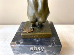 Bronze Swimmer Sculpture on a Black Marble Base after Milo