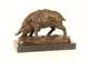 Bronze Wild Boar Sculpture On A Marble Base After Pierre Jules M&ecirc;ne