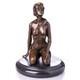 Bronze Woman Sculpture On A Black Marble Base, Art Deco, Signed