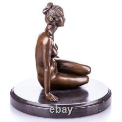 Bronze Woman Sculpture on a Black Marble Base after Jean Patoue