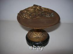 Bronze and Marble Catchall Ring Holder Signed FRECOURT
