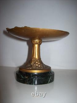 Bronze and Marble Catchall Ring Holder Signed FRECOURT