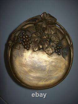 Bronze and Marble Catchall Ring Holder Signed FRECOURT