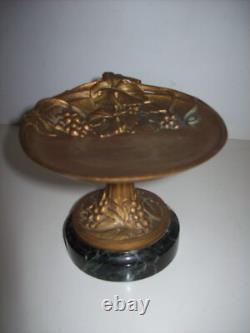 Bronze and Marble Catchall Ring Holder Signed FRECOURT