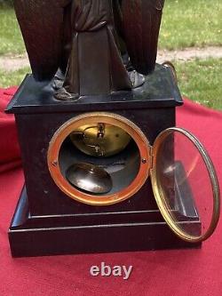 Bronze and Marble Clock from the Napoleon III Era Signed by Pradier (1790-1852)