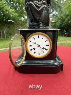 Bronze and Marble Clock from the Napoleon III Era Signed by Pradier (1790-1852)