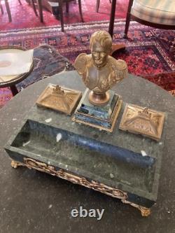 Bronze and Marble Inkwell Empire Signed Thomire