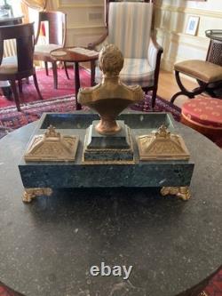Bronze and Marble Inkwell Empire Signed Thomire